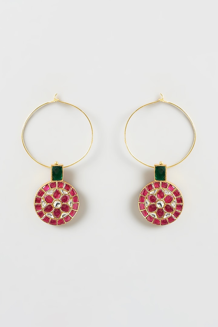 Gold Finish Multi-Colored Stones Earrings by Kreart at Pernia's Pop Up Shop